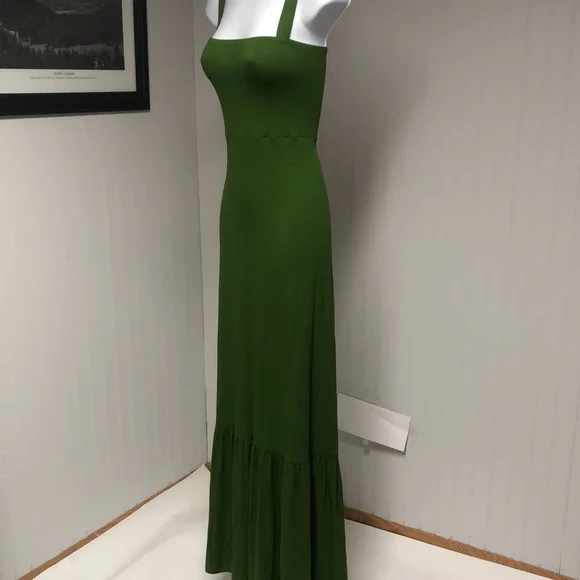 Women’s Banana Republic Ruffle Hem Green Maxi Dress Size M - Picture 4 of 7